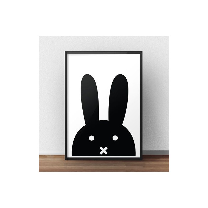 Skandynawski plakat z czarnym królikiem