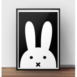 Nowoczesny plakat z białym skandynawskim królikiem