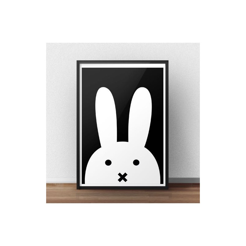 Nowoczesny plakat z białym skandynawskim królikiem