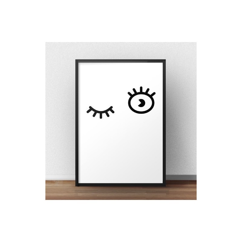 Plakat minimalistyczny "Puszczone oczko" w stylu skandynawskim i nowoczesnym