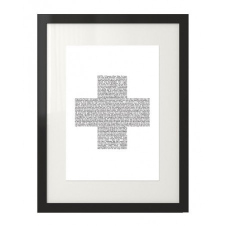 Czarno-biały plakat w stylu skandynawskim z norweskim krzyżykiem