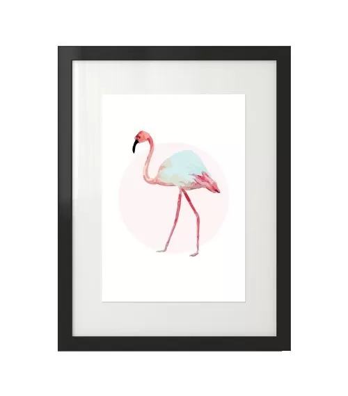 Plakat z białym flamingiem