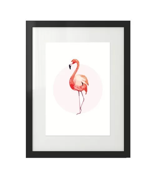 Plakat z różowym flamingiem - przód