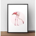 Plakat z pochylonym flamingiem