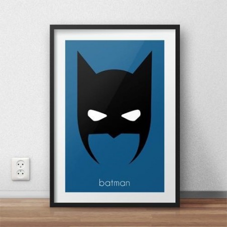 A poster with Batman's head in a colorful version