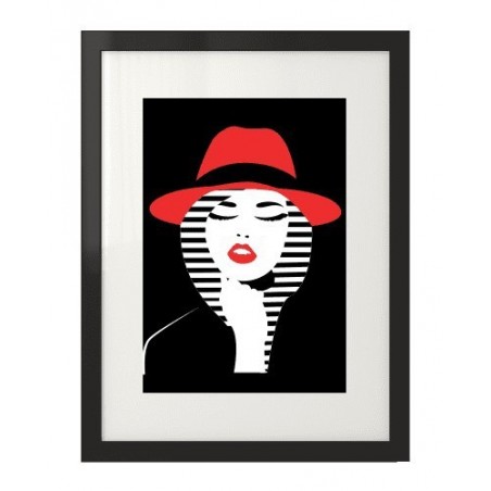 Nowoczesny plakat "Kobieta w czerwonym kapeluszu" do powieszenia na ścianę