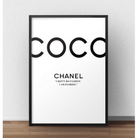 Nowoczesny i elegancki plakat na ścianę z napisem "Coco Chanel"