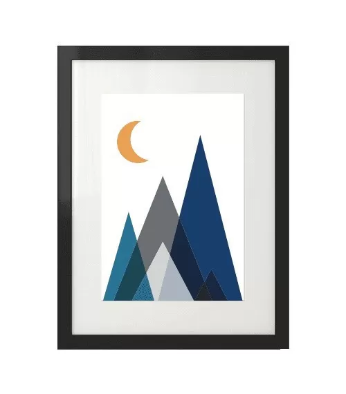 Plakat geometryczny "Góry nocą"