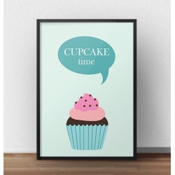 Plakat z babeczką i napisem "Cupcake time"