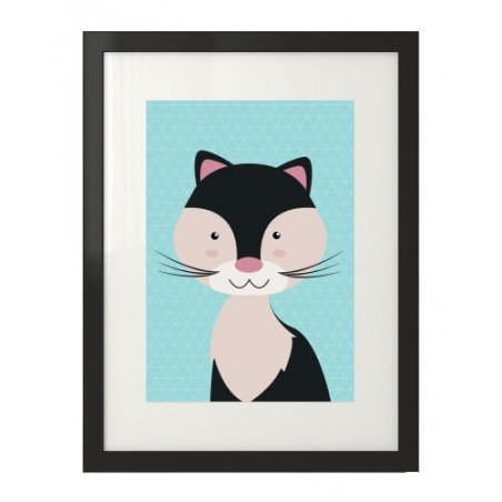 A colorful poster with a cat in a Scandinavian style for a children's room