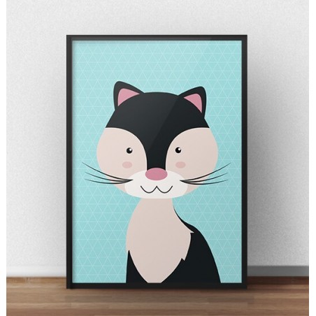 A poster with a cat for a child's room