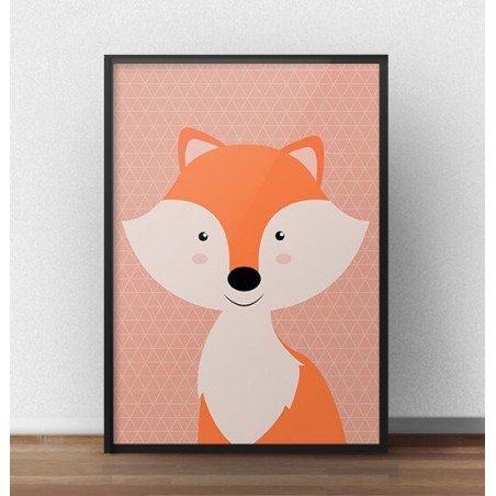 A Scandinavian poster for a child's room with an orange fox