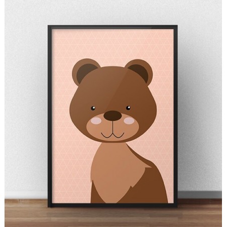 A poster with a teddy bear for children in a Scandinavian style