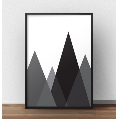 Black and white geometric poster "Black Mountains"