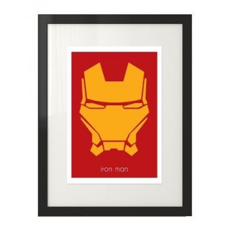 A poster with the character of Iron Man in a colorful version in yellow and red