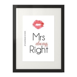 Darmowy plakat z napisem "Mrs always right"