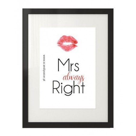 Darmowy plakat do pobrania z napisem "Mrs always right"