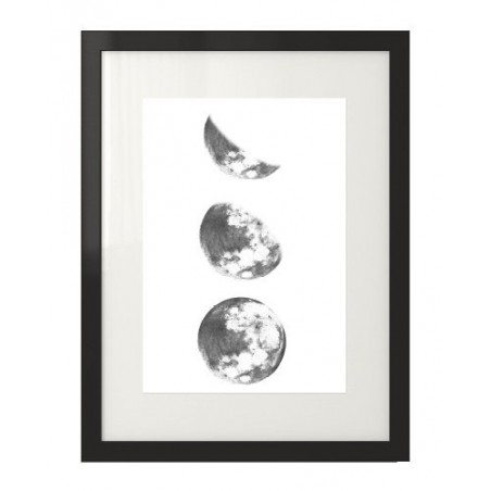 Scandinavian white wall poster depicting the 3 phases of the moon