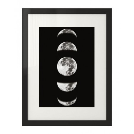 Plakat "Fazy księżyca" w kolorze czarnym oprawiony w ramę z passepartout