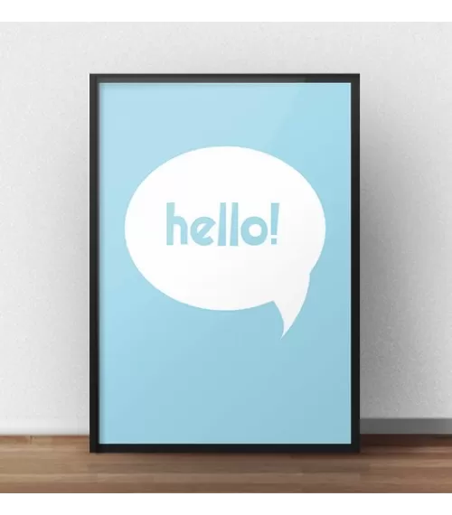 Darmowy niebieski plakat "Hello"