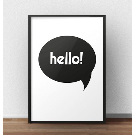 Free poster with the word "Hello" in white in a black cloud