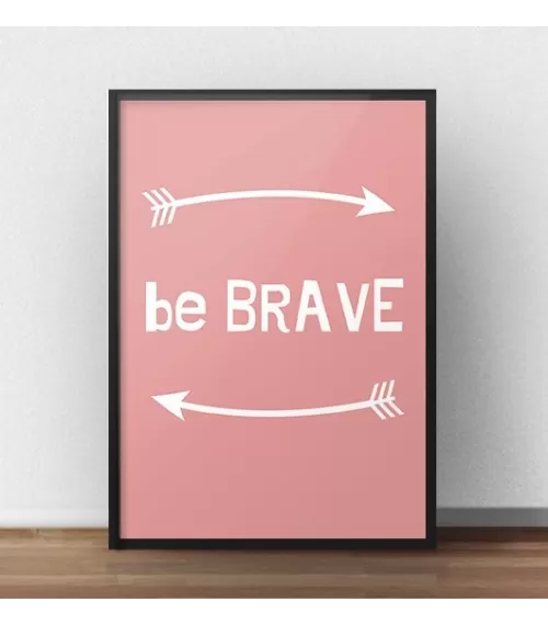 Darmowy plakat "Be brave" w kolorze koralowym