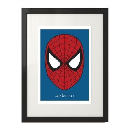 Plakat z głową Spidermana oprawiony w klasyczną ramę w wersji kolorowej