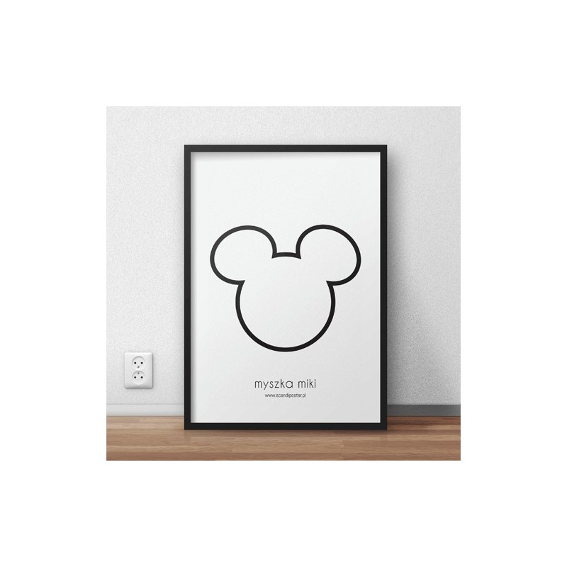 Darmowy plakat przedstawiający kontur Myszki Miki do samodzielnego wydruku