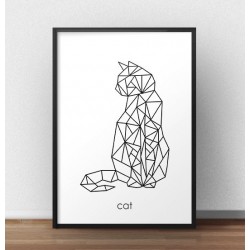 Plakat z geometrycznym kotem "Cat"