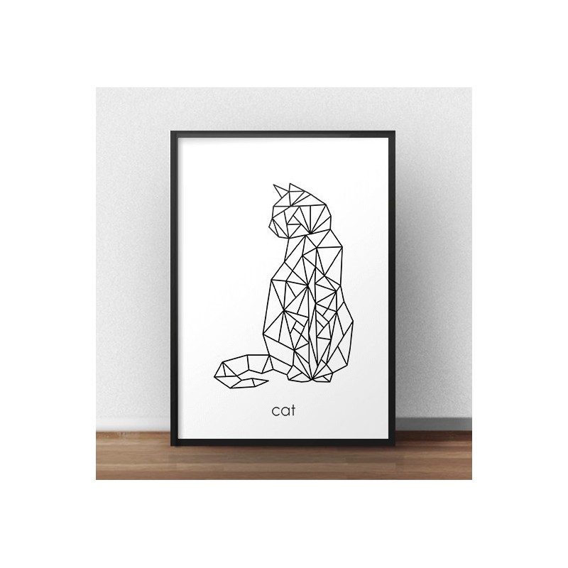 Plakat z geometrycznym kotem "Cat"