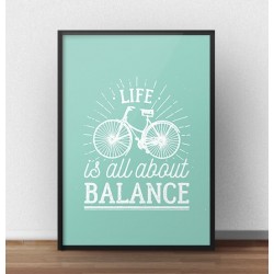 Kolorowy plakat motywacyjny "Life is all about balance" kolor miętowy