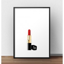 Minimalistyczny plakat fashion i glamour z czerwoną szminką Chanel "Lipstick"