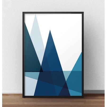 Geometric blue wall poster