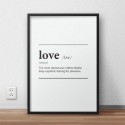 Plakat z napisem definicji słowa Love