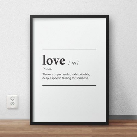 Typograficzny plakat z napisem definicji słowa miłość "Love"