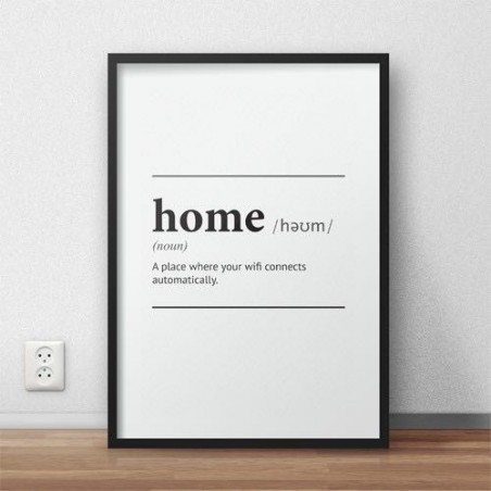 Typograficzny plakat na ścianę z napisem definicji słowa dom - Home