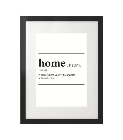 Plakat napisem definicji słowa "Home"