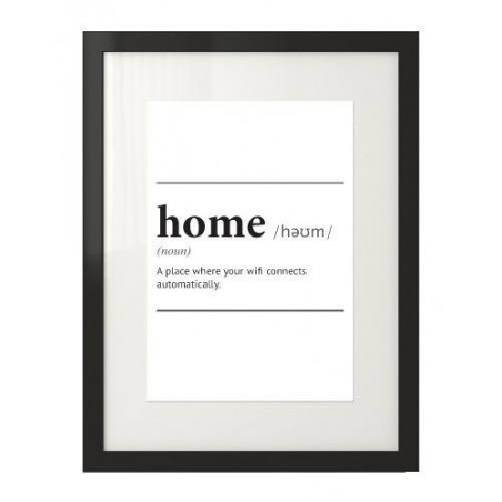 Czarno-biały plakat na ścianę z napisem definicji słowa dom - Home