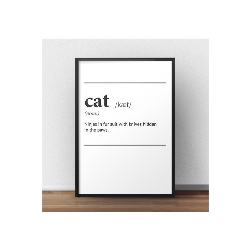 Plakat z napisem definicji kota, po angielsku słowa "Cat"