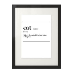 Plakat z napisem definicji słowa "Cat"