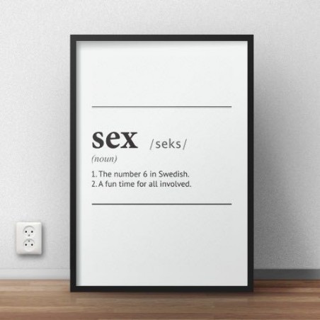 Typographic wall poster with the definition of the word sex