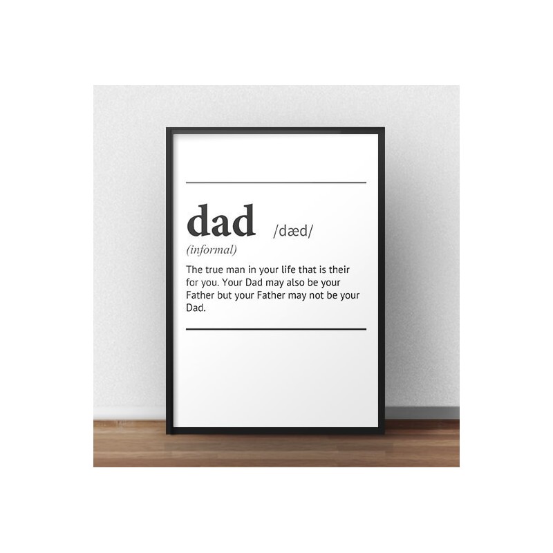Plakat z napisem definicji słowa tata - "Dad" w języku angielskim