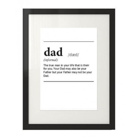 Decorative graphics with the inscription of the definition of the word dad
