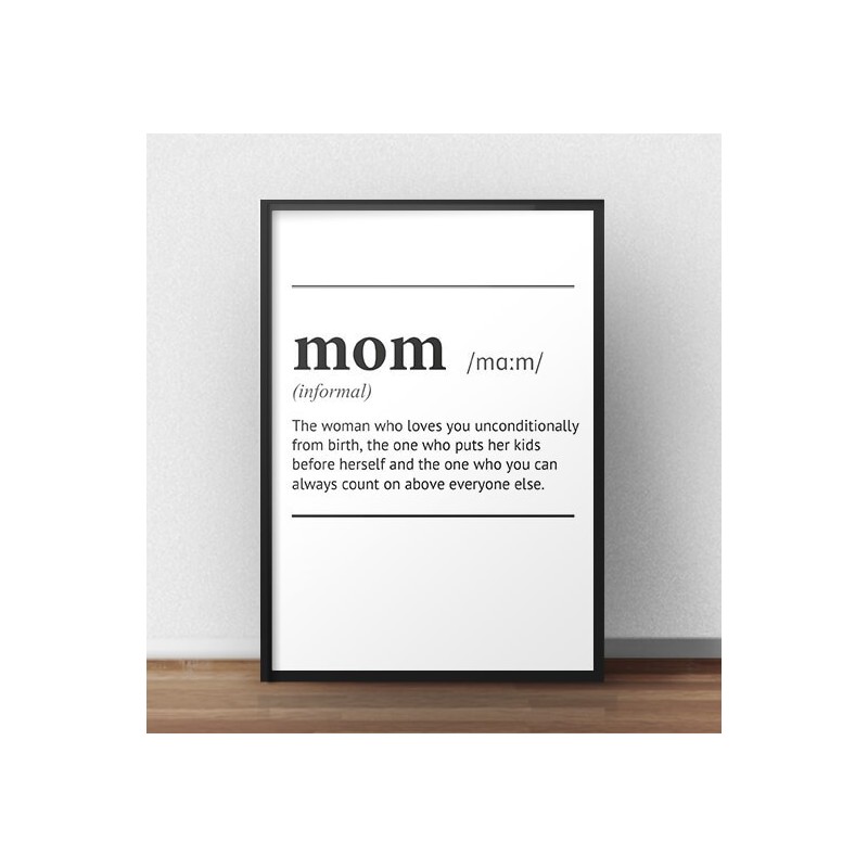 Plakat z napisem definicji słowa mama "Mom" w języku angielskim