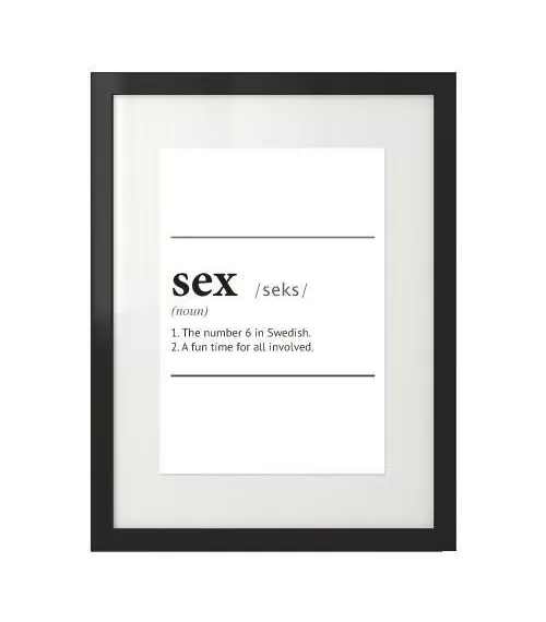 Plakat z napisem definicji słowa "Sex"