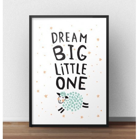Plakat z owcą "Dream big"