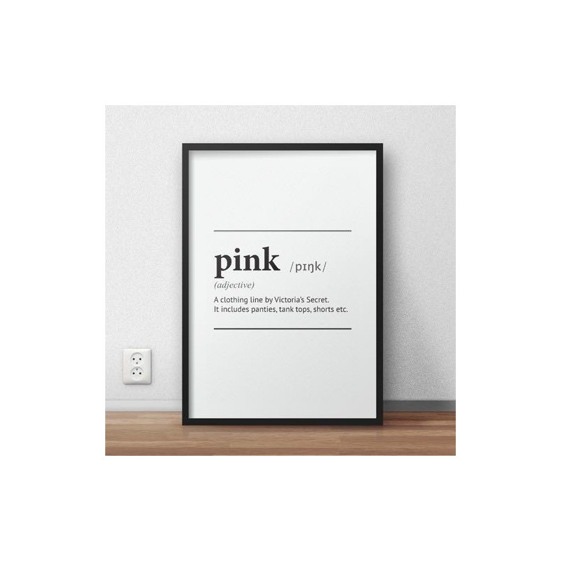Plakat z napisem definicji słowa Pink