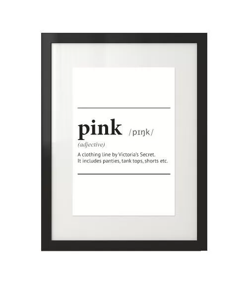 Plakat z napisem definicji słowa "Pink"