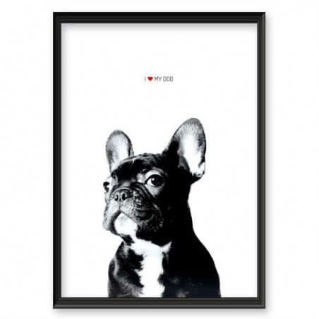 Poster with a bulldog "I love my dog"