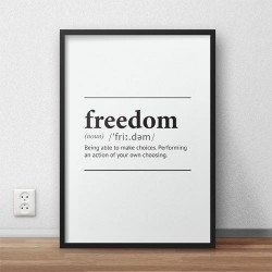 Typograficzny plakat z napisem definicji słowa wolność